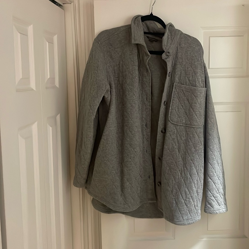 Gray button up shacket